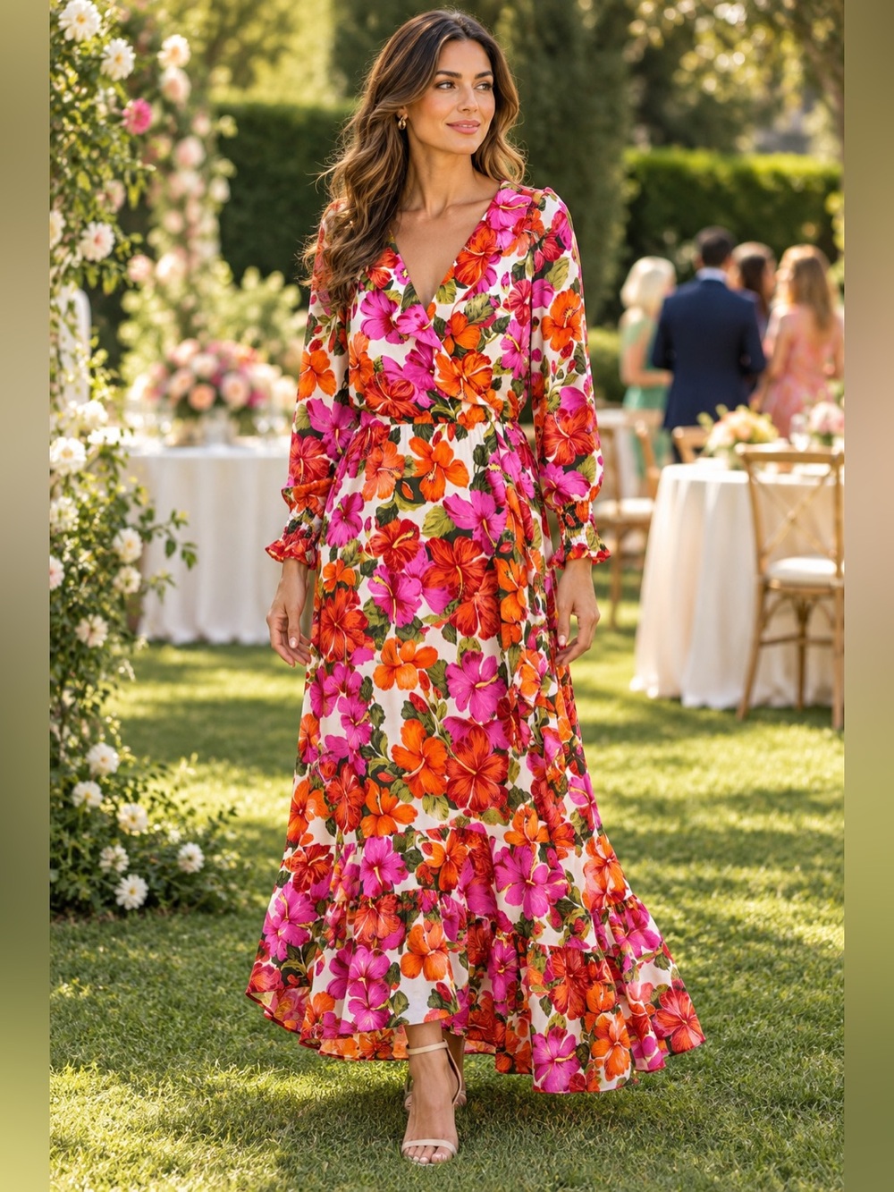 SHOW ME YOUR MUMU Floral Faux Wrap Dress S